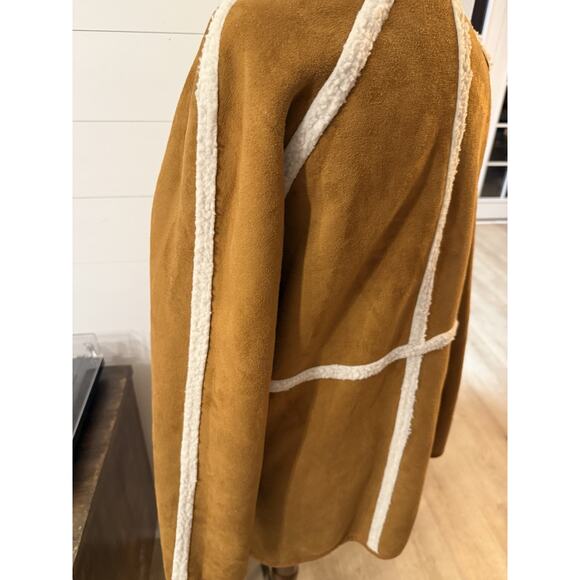Womens Brown Mid Length Shearling and Suede coat - Picture 6 of 7